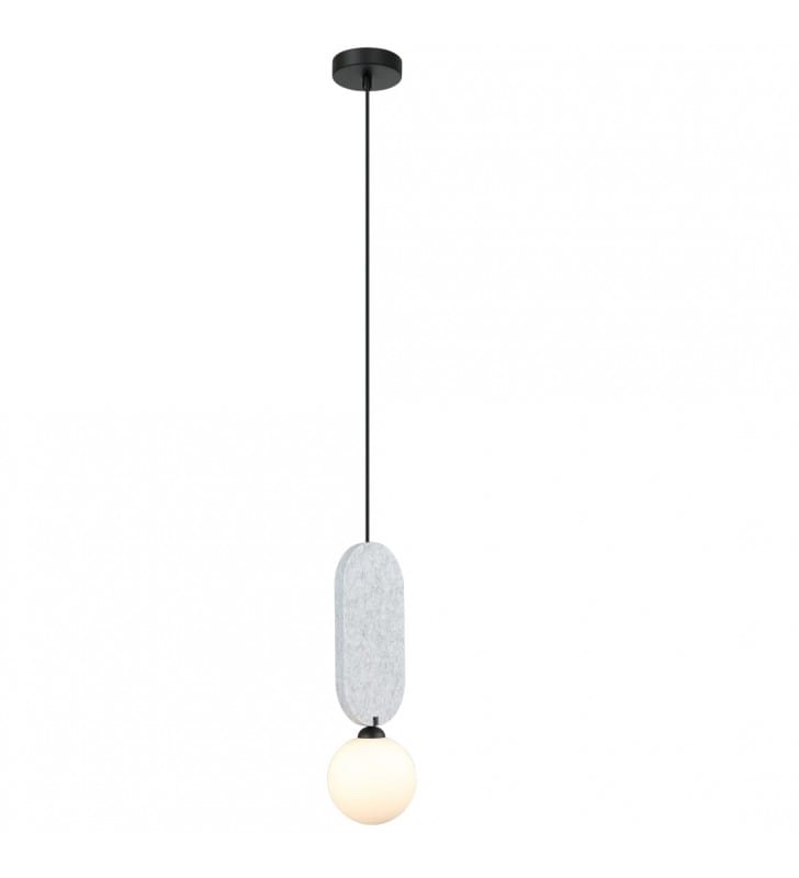 Czarno szara pojedyncza lampa wisząca z filcem Lorenzo do sypialni