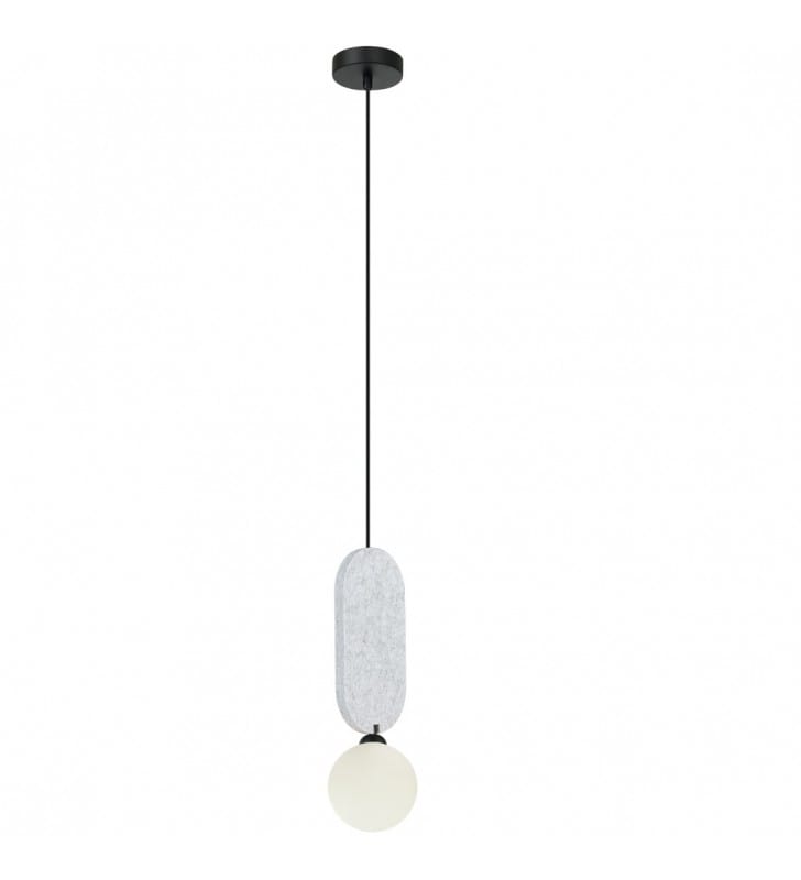Czarno szara pojedyncza lampa wisząca z filcem Lorenzo do sypialni