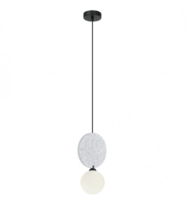 Czarno szara lampa wisząca Andrea klosz szklana kula new retro