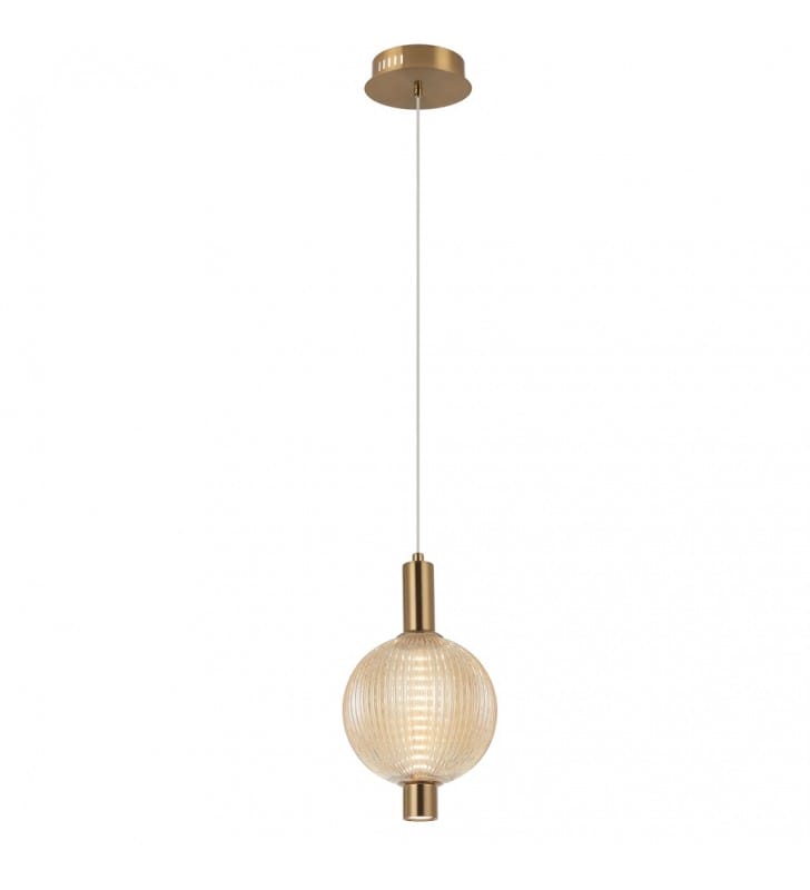 Stylowa pojedyncza lampa wisząca Lenti LED mosiądz antyczny