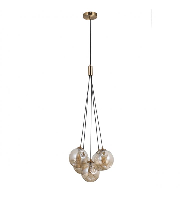 5 pkt bursztynowa lampa wisząca do salonu sypialni nad stół Perlos